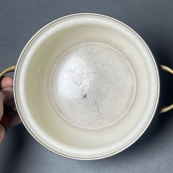 Vintage Kamenstein Dutch Oven W/Lid Enamel & Brass Cookware Floral 2 Quart Pot - Picture 8 of 11